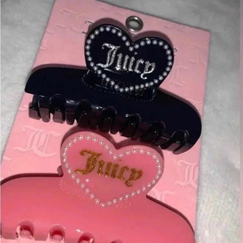 Juicy Couture Black and Pink Heart Claw Clips